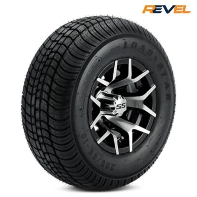 Set of 4 Golf Cart Wheels & Tires, 10" Vulcan Wheels & 205/65R10 Loadstar Tires Foto 1 de 4