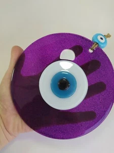 Dije colgante de cuentas de vidrio púrpura mal de ojo 15 cm decoración boho turca amuleto talismán - Imagen 1 de 9