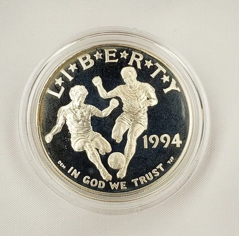 1994 S $1 World Cup Soccer Commemorative Silver Dollar - PF - C0056 - STOCK Cover