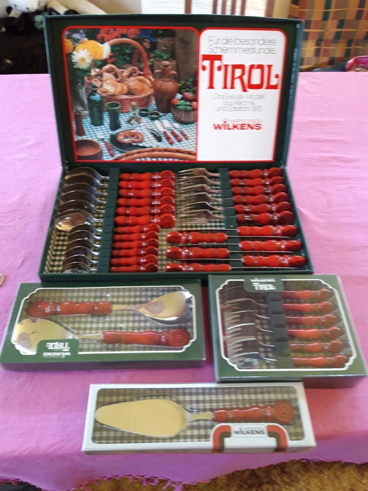 Wilkens "Tirol" 24tlg. + weitere Teile, unbenutzt, 70er pur, Retro,Keramikgriffe - Bild 1 von 4