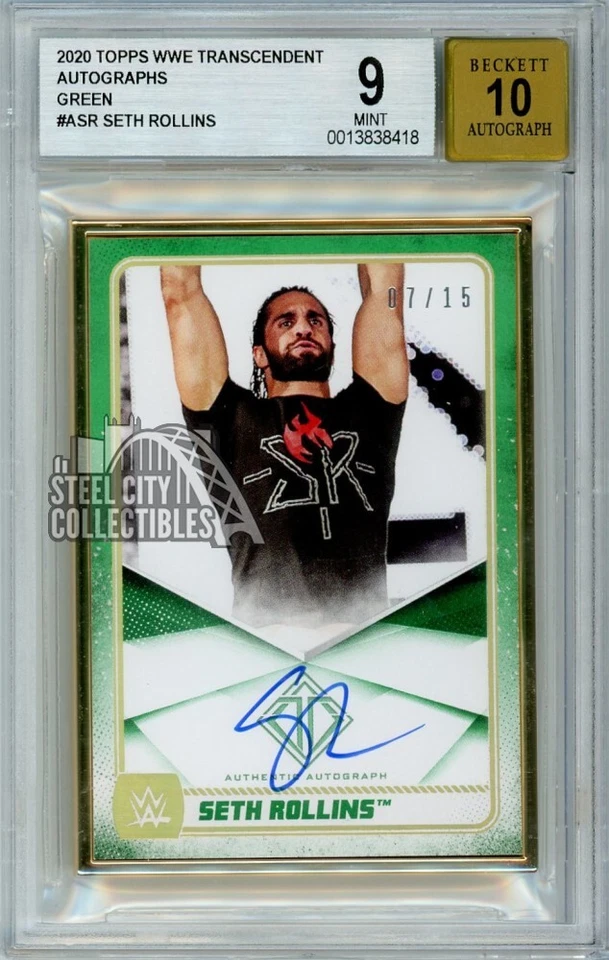 Seth Rollins 2020 Topps Transcendent WWE Green Autograph Card 07/15 BGS 9 - Image 1 of 1