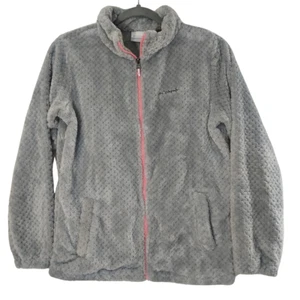 Columbia Youth Teddy Bear Fleece Jacket Dot Textured Plush Full Zip Grey Size XL - Picture 1 of 11