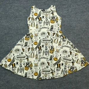 Halloween Dress Girls Size 7 Multicolor A Line Skull Witch Spider Owl HOMEMADE - Picture 1 of 14
