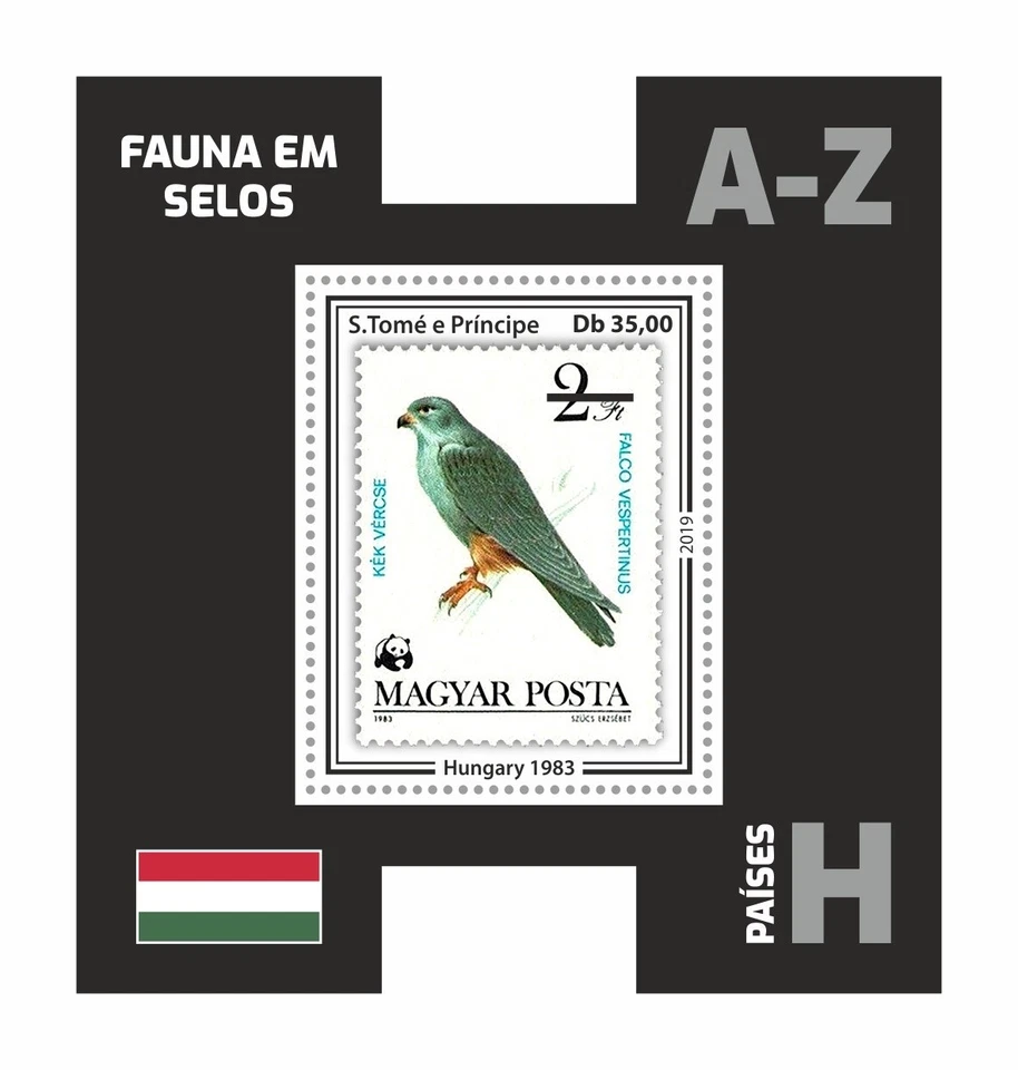 Stamps on Stamps WWF Fauna MNH Stamps 2019 Sao Tome & Principe S/S Die Cut Shape - Image 1 of 1