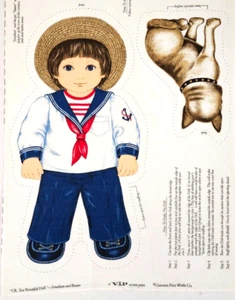 Jonathan & Buster Fabric Panel Cut & Sew Boy Doll & His Dog Cotton - Picture 1 of 5