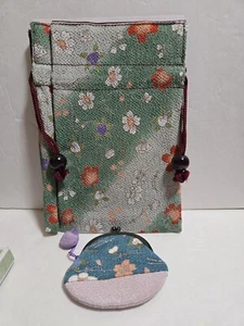 Orientalische HM Geldbörse mit Münzbörse Blumenmuster zum Zusammenbinden & Münzdruckknöpfen Neu - Bild 1 von 8