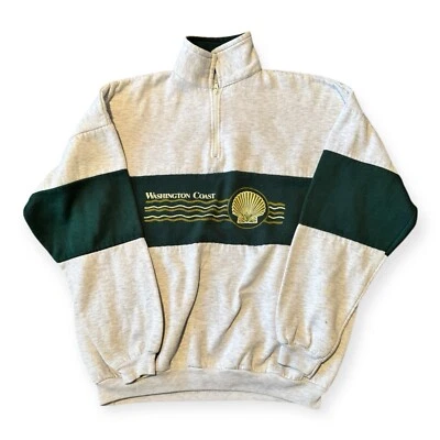 Suéter Pullover Vintage Puerto Costa Washington Años 80-90 1/4 Cremallera Y2K Grunge Skate Foto 1 de 4