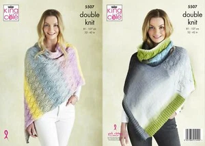 King Cole 5507 Knitting Pattern Womens Ponchos & Snood in King Cole Curiosity DK - Picture 1 of 1