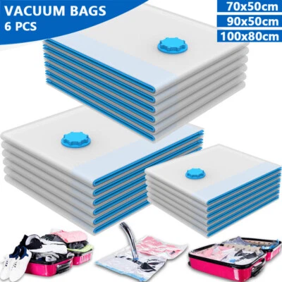 6 x STRONG VACUUM STORAGE SPACE SAVING BAGS VAC BAG SPACE SAVER VACCUM VACUM BAG - Image 1 of 4