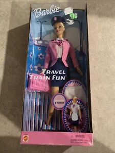 New~Barbie~Travel Train Fun Doll~Conductor & Hostess Transformation~Blonde~2001
