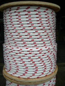 NovaTech XLE Halyard Sheet Line, Dacron Sailboat Rope 7/16" x 50' White/Red - Picture 1 of 3