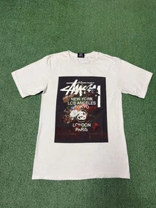 Stussy Y2K Floral Graphic Shirt Shirt Size Small White Streetwear Skater MARKED - Bild 1 von 9