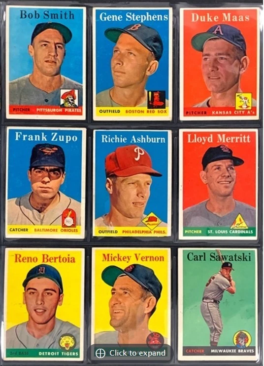 Tarjetas de béisbol 1958 Topps - Elige tu tarjeta - Commons and Stars Foto 1 de 1