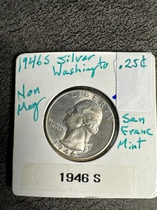 1946-S Washington Silver Quarter San Francisco Mint. Nicht magnetisch. Silber. UNC. - Bild 1 von 5