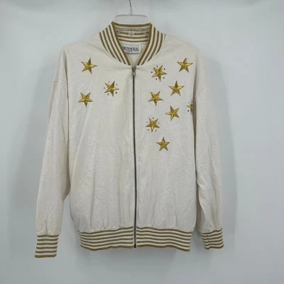 Chaqueta Bomber Bob Mackie Mujer Starry Glam Talla 1X Embellecida Retro Estrella Cósmica Foto 1 de 4