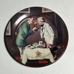 Norman Rockwell Budweiser Cheers Tin Toleware Plate 10in USA Vtg 1984 COA decor - Picture 1 of 6