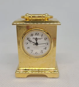 Vintage Platinum Mini Gold Tone Clock -China - Bild 1 von 6