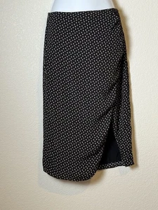 ABERCROMBIE & FITCH Skirt Women XS Black Red Floral Midi Skirt Hem Side Zip 90’s - Picture 1 of 12
