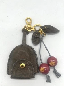 Juicy Couture Brown Leather Key fob Ring Bag Charm - Picture 1 of 5