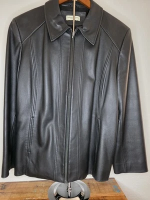 Valerie Stevens Seaparates Women's Soft Black Lamb Fil Zipper Leather Jacket XL - Image 1 of 4