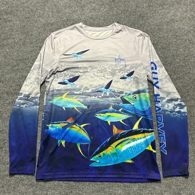 Guy Harvey Tuna Wrap Performance Shirt Mens Size S/P Stretch Long Sleeve - Image 1 of 4