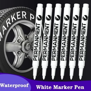 3/6Pcs White Acrylic Paint Marker Pens Fine Tip for Rock Glass Wood Metal Fabric - Picture 1 of 8