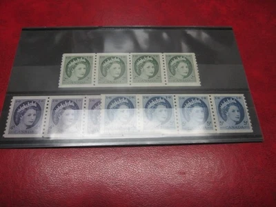 CANADA Unitrade# 345i,7i,8i QE II-WILDING PORTRAIT COIL JUMP STRIPS OF 4 MH/MNH - Image 1 of 3