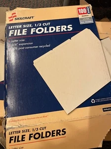 Skilcraft 1/3 Cut Letter Size Manila File Folders 2507 Lot Of 5 Pk Each Has 100 - Picture 1 of 7