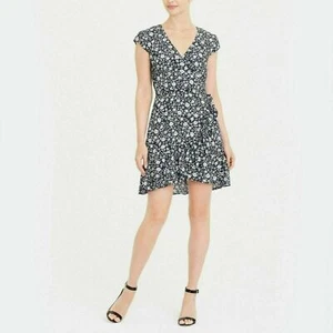 J.Crew Mercantile Faux-Wrap Mini Dress In Blossom WOMENS SIZE 8 BLUE NEW *P - Picture 1 of 6