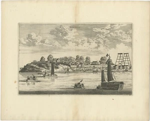 Impresión antigua de la ciudad de Tonglou por Nieuhof (1668) - Imagen 1 de 1