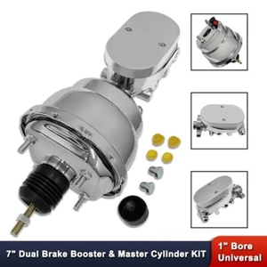 Universal 7" Dual Diaphragm Power Brake Booster and 1" Bore Master Cylinder - Foto 1 di 9