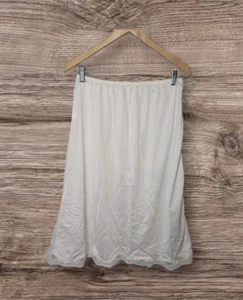 Vintage Midi Half Slip White Nylon Soft Shiny Fabric Lace trim Sz 18/20 - Picture 1 of 4