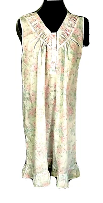 Pretty Looks Pyjama Dress Womens Size 12 White Floral Vintage Style *VGC* - image 1 of 4