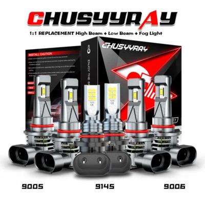 Para Dodge Charger 2006-2009 6000K 6X Faro LED Alto/Bajo+Kit Bombillas Antiniebla Foto 1 de 4