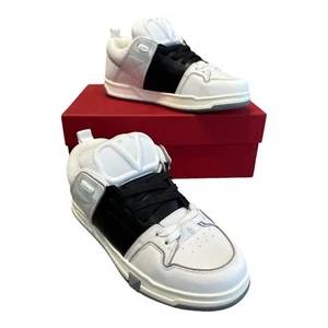 Valentino Garavani Entrenadores Parte Superior Baja Patín Abierto Cuero Blanco Tenis UK 10 EU44 - Imagen 1 de 19