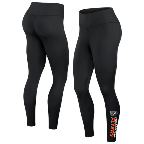 Women's Fanatics Branded Black Philadelphia Flyers Wordmark Stacked Leggings Cover