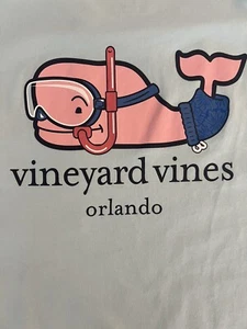 New Vineyard Vines Orlando Boy’s Whale Snorkel Blue Pocket T-Shirt Large 16 - Picture 1 of 6