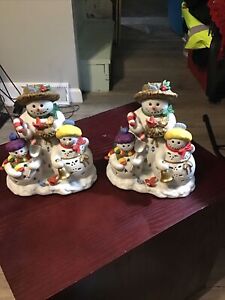 PartyLite Snowbell Snowman Family Christmas TeaLight holder P7702  Set Of 2 Sale