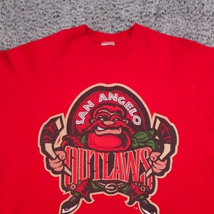 VTG San Angelo Outlaws Sweatshirt Men Large Red 90s Crew Hockey Shirt WPHL USA - Picture 1 of 21