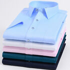 Mens Formal Shirts Office Short Sleeves No Iron Bussiness Casual Summer Elastic