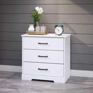 Rustic Ridge White 3-Drawer 27.5 in. x 26.75 in. x 16.25 in. Nightstand, Wooden - Picture 1 of 7