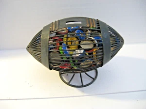 Lot of Mix Beer / Soda & Ale Metal Bottle Caps W/ Metal Football Shaped Holder - Picture 1 of 12