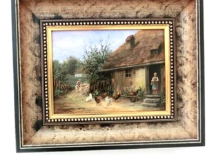 Alfred Schmidbauer "Hühner vorm Haus" Ölgemälde" im Holzrahmen, Münchner Maler - Bild 1 von 6