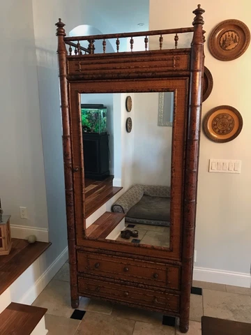 Bamboo & Grasscloth Armoire, British Colonial style, made for Bloomingdale's Cover
