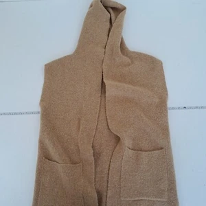 MASSIMO DUTTI Cardigan Medium Brown Womens Open Front Wool Collared Sleeveless - Picture 1 of 11