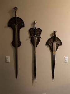 Set of 3 Carbon Steel LOTR Swords: Anduril Narsil, Glamdring & Boromir Sword