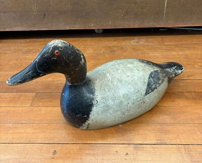 Original Evans Decoy c1920s Canvasback Wooden Duck Decoy Lroysmith Wisc Marked - Image 1 of 4