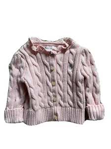 Ralph Lauren Bebé Niña Cárdigan Rosa Suéter Talla 6M Volantes Cuello Botones - 25 - Imagen 1 de 7