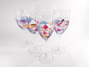 4x Artland Helios Iced Tea/Wine Glasses 8 5/8" Set Of 4 Multicolored