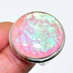 Pink Triplet Opal Gemstone Handmade 925 Sterling Silver Jewelry Ring Size 8 - Picture 1 of 2
